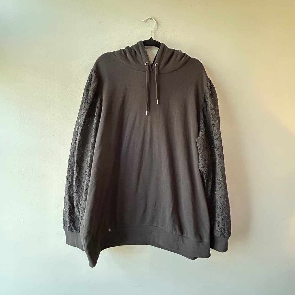 Torrid Womens Black Lace Sleeve‎ Hoodie Sweatshirt Plus Size 2 2X 19159364